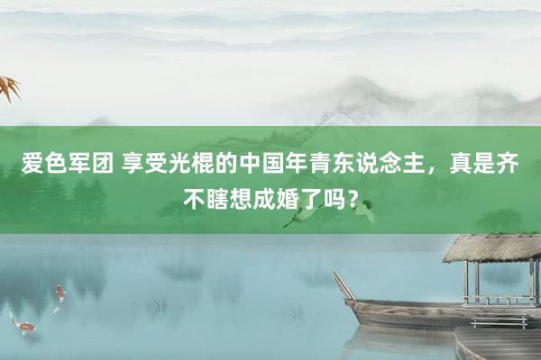 爱色军团 享受光棍的中国年青东说念主，真是齐不瞎想成婚了吗？