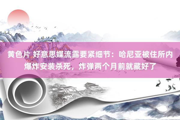 黄色片 好意思媒流露要紧细节：哈尼亚被住所内爆炸安装杀死，炸弹两个月前就藏好了