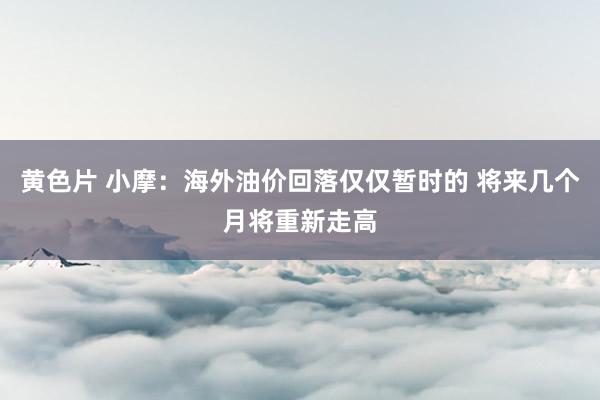 黄色片 小摩：海外油价回落仅仅暂时的 将来几个月将重新走高