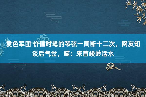 爱色军团 价值时髦的琴弦一周断十二次，网友知谈后气岔，喵：来首峻岭活水