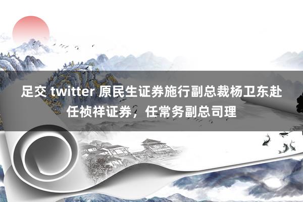 足交 twitter 原民生证券施行副总裁杨卫东赴任祯祥证券，任常务副总司理