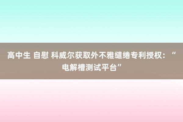 高中生 自慰 科威尔获取外不雅缱绻专利授权：“电解槽测试平台”